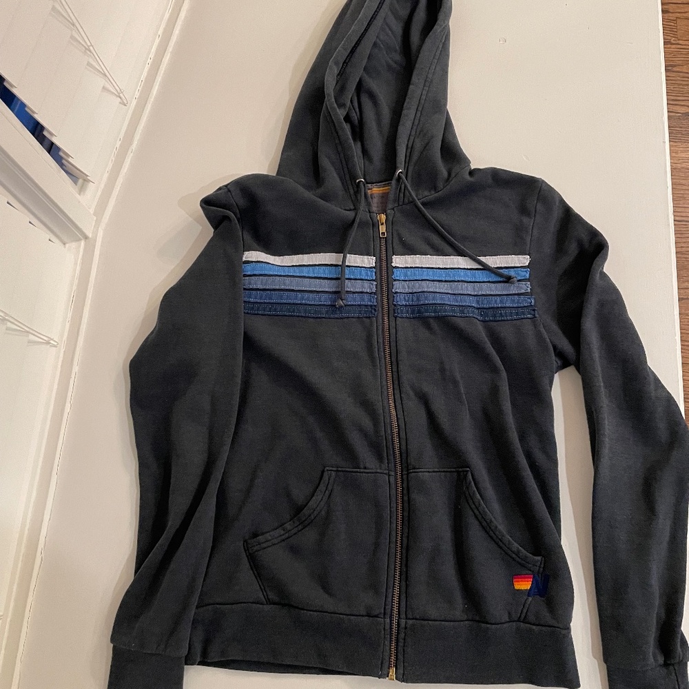Aviator Nation 5 Stripe Hoodie in Blue Stripe